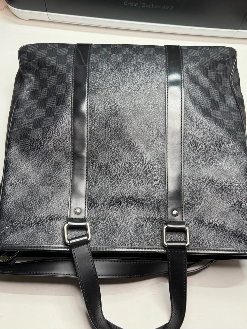 Louis Vuitton Black Damier Graphite Messenger Briefcase with Top Handles